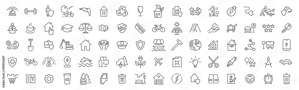 Aufkleber Infrastructure and environment line icons collection. Big UI icon set. Thin outline icons pack. Vector illustration eps10