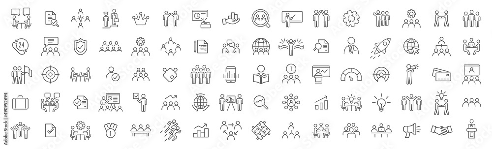 Aufkleber Teamwork and workshop line icons collection. Big UI icon set. Thin outline icons pack. Vector illustration eps10
