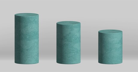 3d basic geometric shapes vector illustration. Blue 3d column. 