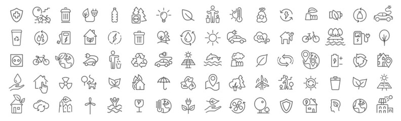 Eco and environment line icons collection. Big UI icon set. Thin outline icons pack. Vector illustration eps10 - obrazy, fototapety, plakaty