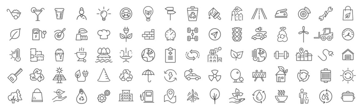 Environment and industry line icons collection. Big UI icon set. Thin outline icons pack. Vector illustration eps10