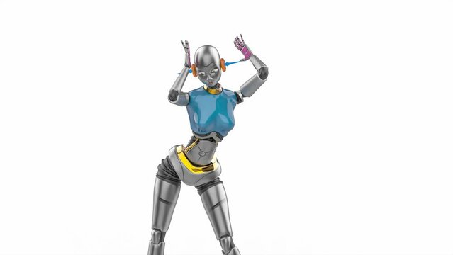robot cartoon is dancing