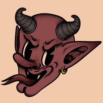 Devil head tattoo design Royalty Free Vector Image