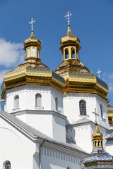 Fototapeta na wymiar Golden domes. Orthodox Church of St. Nicholas. Busk city. Lviv region. Ukraine.