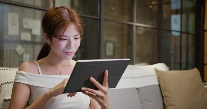 asian woman use digital tablet