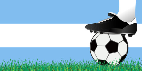 fondo fútbol Argentina. Jugador con pelota y césped 2022 © Anis_