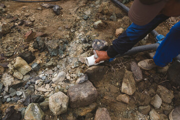 water pipe in the ancash river