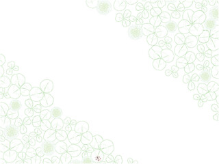 クローバーの花と葉の線画フレーム②カラー_ななめ