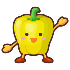 手を挙げる可愛いパプリカのキャラクターのイラスト