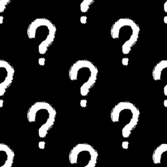 Seamless pattern with hand drawn ink question marks. Vector illustration. 