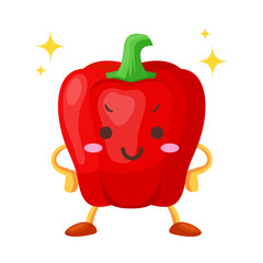 得意気な顔をした可愛い赤パプリカのキャラクターのイラスト