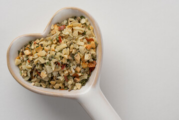 Pizza Seasoning on a Heart Shaped Spoon