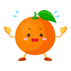 焦っている可愛いオレンジのキャラクターのイラスト