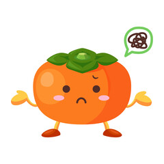 不機嫌な顔をしたかわいい柿のキャラクターのイラスト