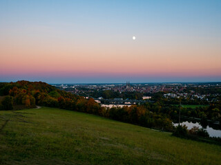 moon at dawn over Regensburg