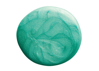 Nail polish emerald green colored stein splash with brush white background