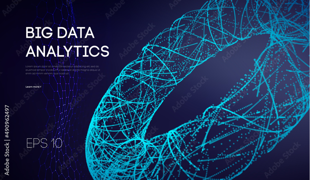 Poster big data network information background. internet analytics and computer technology. business analys