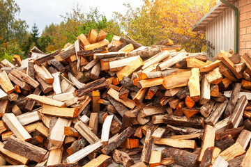 Stock of firewood for heating the house.