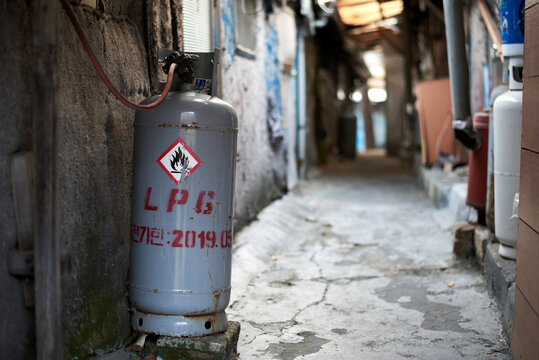 Gas barrel. Guryong village is a slum community soon to be demolished.
