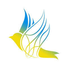 
Emblem of Ukraine. War in Ukraine. A symbol of peace. Bird illustration.