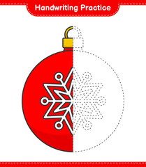 Obraz premium Handwriting practice. Tracing lines of Christmas Ball. Educational children game, printable worksheet, vector illustration