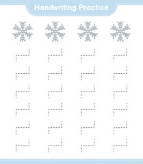 Fototapeta na wymiar Handwriting practice. Tracing lines of Snowflake. Educational children game, printable worksheet, vector illustration