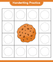 Handwriting practice. Tracing lines of Cookie. Educational children game, printable worksheet, vector illustration