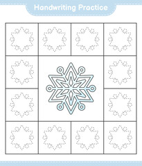Fototapeta premium Handwriting practice. Tracing lines of Snowflake. Educational children game, printable worksheet, vector illustration
