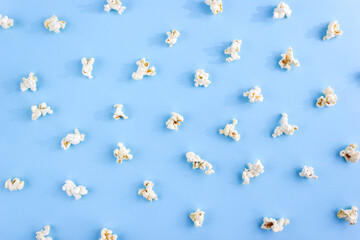Abstract popcorn pattern on blue background. Backdrop for brochures, site header or advertising illustration
