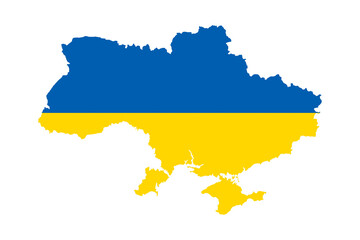map silhouettes Ukrainian in the colors of national flags. Illustration