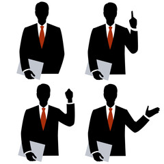 Silhouette of the businessman.
 Sets of 4 pose.