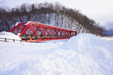 Naklejka premium 日本 北海道 千歳 冬 支笏湖