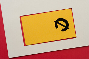 money symbol ¢ (cent) on yellow with paper frame