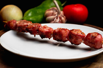 grilled meat and vegetables