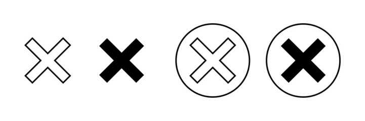 Close icons set. Delete sign and symbol. cross sign