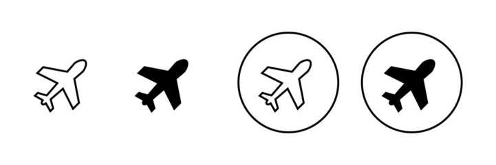 Plane icons set. Airplane sign and symbol. Flight transport symbol. Travel sign. aeroplane