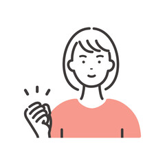 若い女性のガッツポーズ