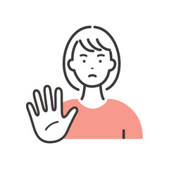 若い女性の拒否ポーズ