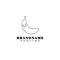 banana logo icon cartoon design template black vector