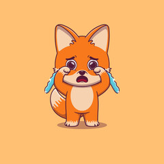 Obraz premium cute fox crying with tears