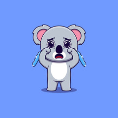 cute koala crying with tears