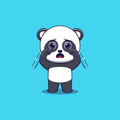 cute panda crying with tears
