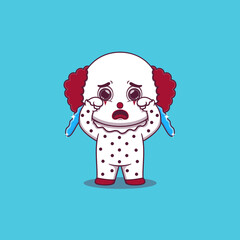 cute clown crying with tears