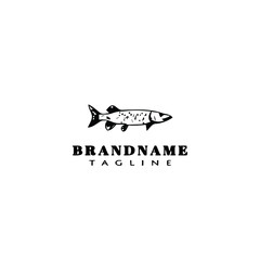 animal fish cartoon logo template icon design black isolated vector illustration