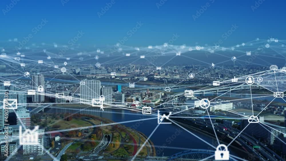 Poster smart city and communication network concept. 5g. lpwa (low power wide area). wireless communication