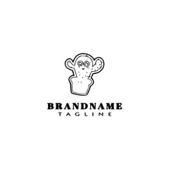 cactus logo cartoon design template icon black isolated vector