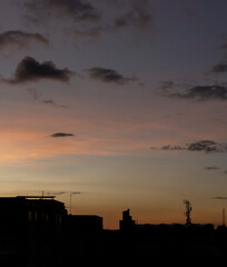 Beautiful colorful orange sunset in Bogotá Colombia