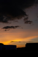 Beautiful colorful orange sunset in Bogotá Colombia