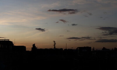 Beautiful colorful orange sunset in Bogotá Colombia