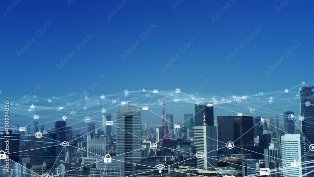 Poster smart city and communication network concept. 5g. lpwa (low power wide area). wireless communication